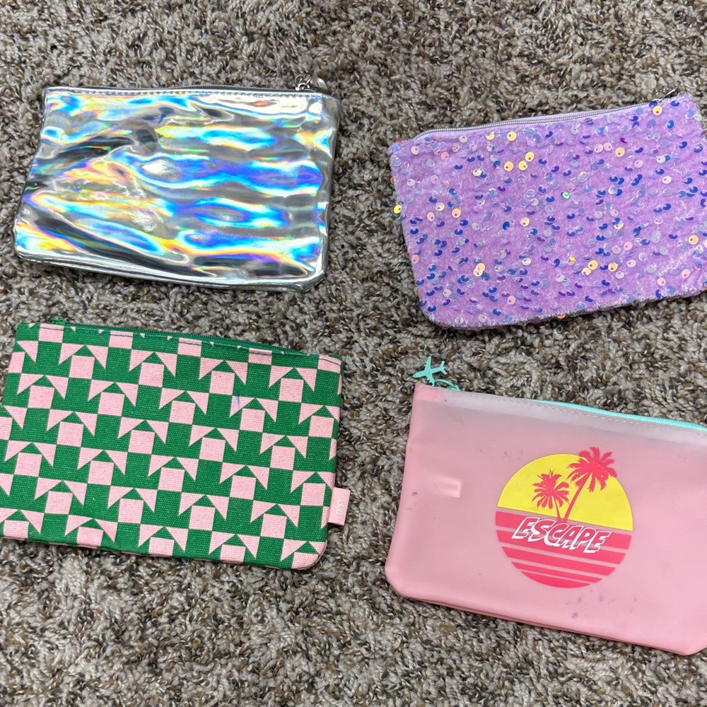 Set of Four Colorful Pouches
